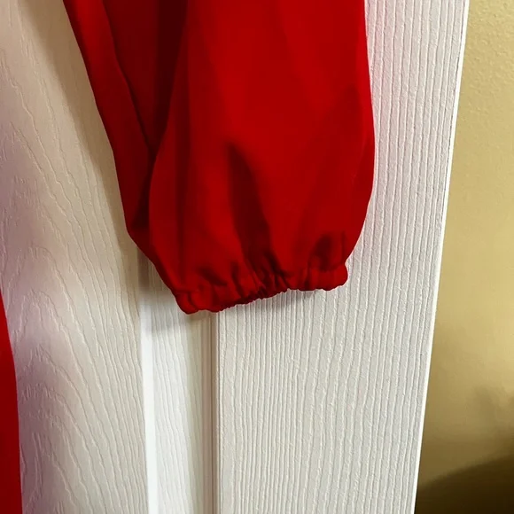 Elegant Red Button-Up Jumpsuit New w/o Tags - Picture 3 of 9